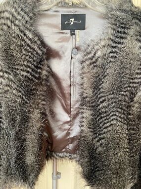 7 For All Mankind Faux Fur Zebra Jacket in Gray and Black Size Medium
